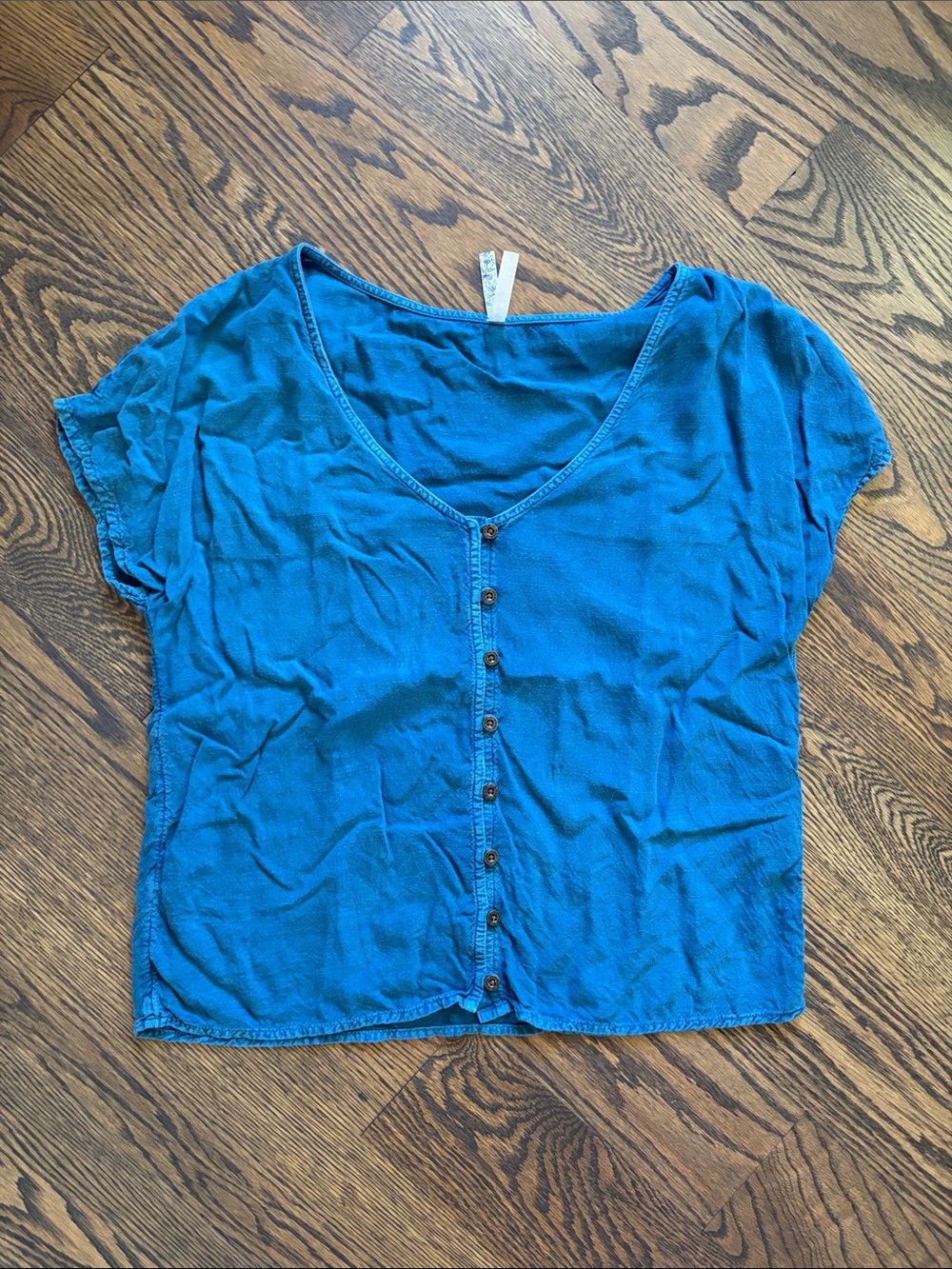 Mudd Blue Button-Front Top